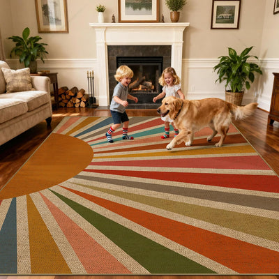 Alfombra yute 5x7pulg diseño arco iris antideslizante para interior
