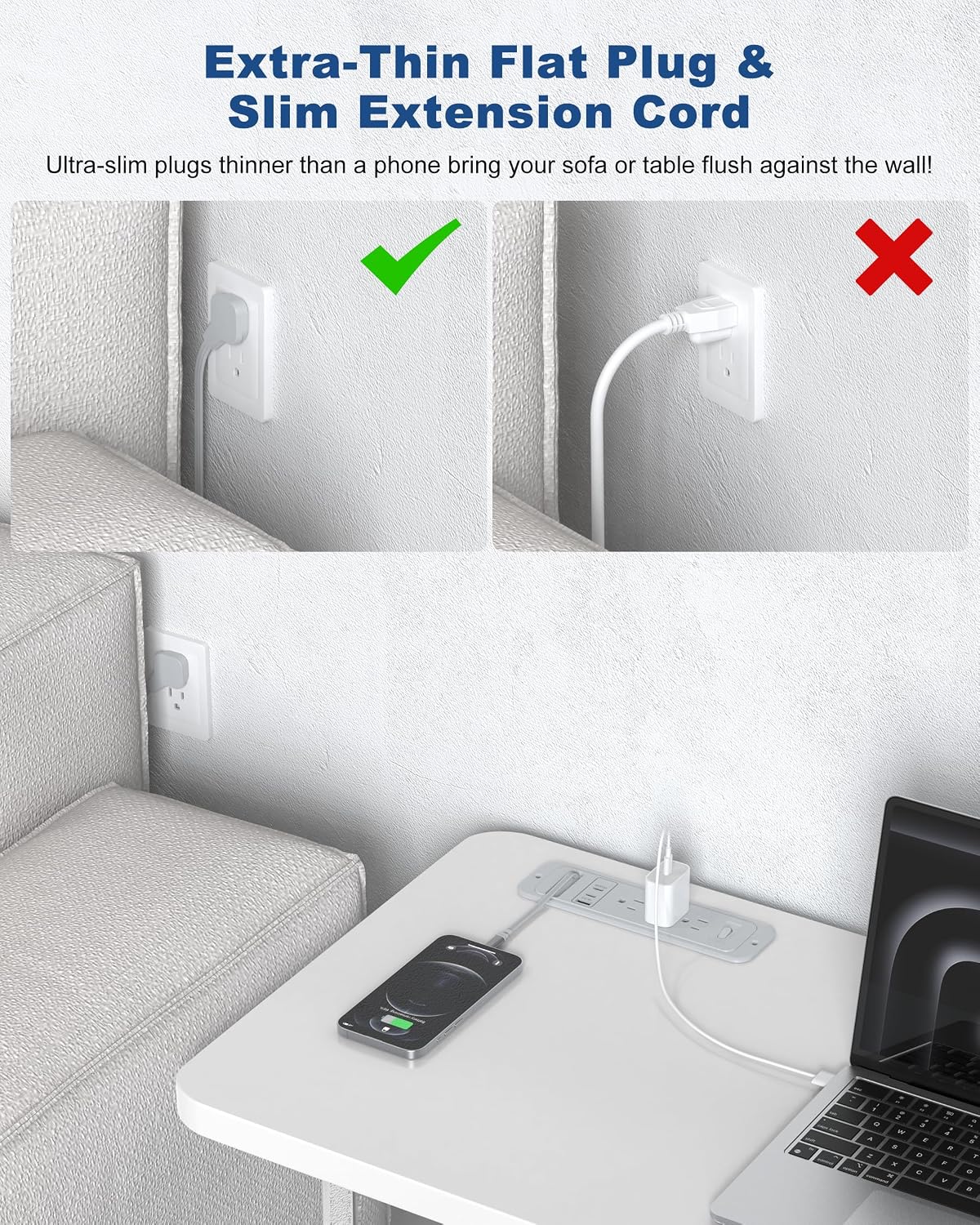 Regleta USB C retráctil 2 PD 20 W mesa auxiliar