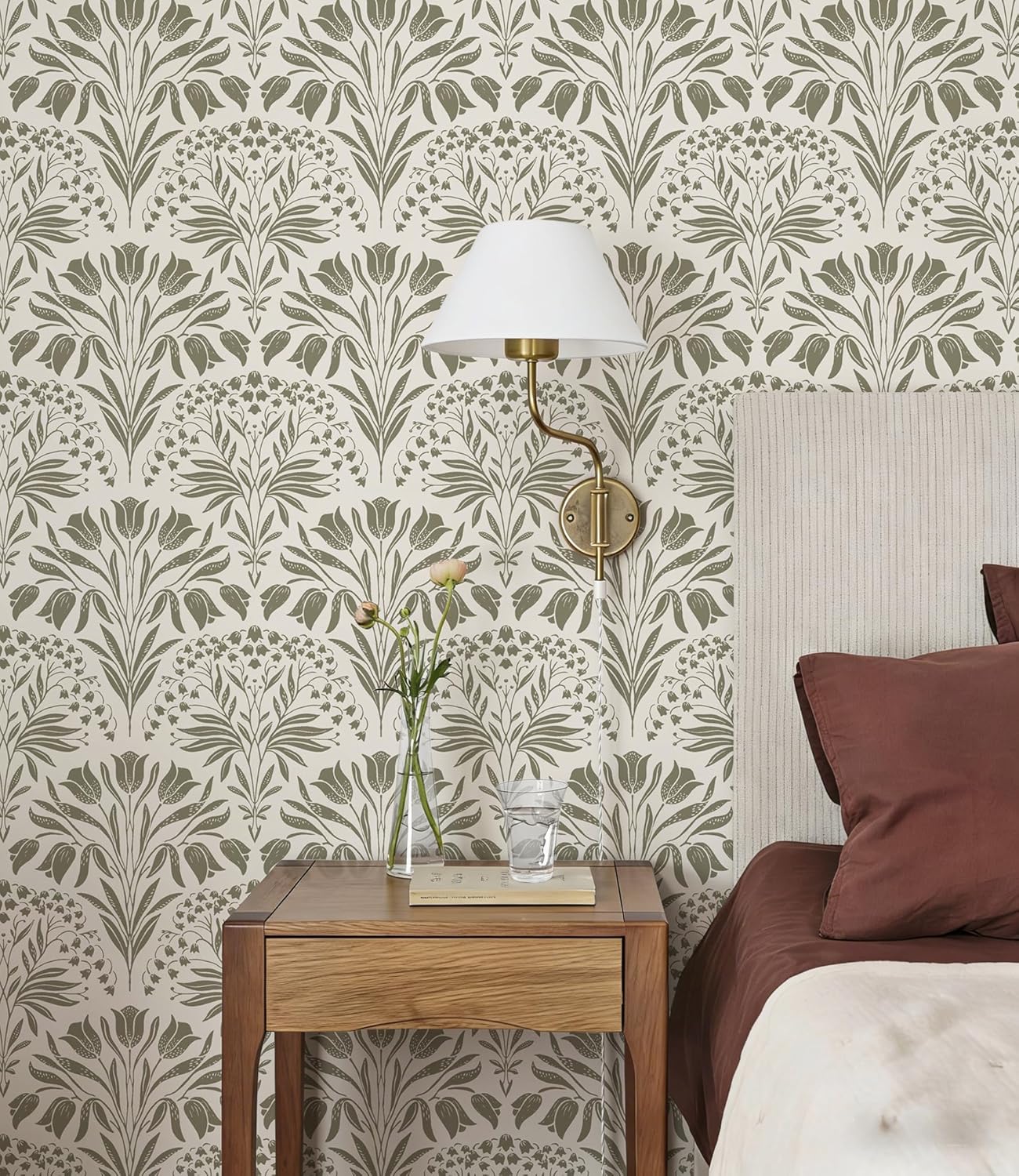 Papel tapiz vintage tulipán gris oscuro autoadhesivo