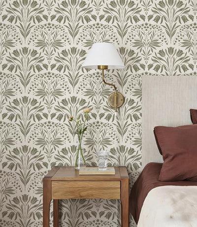 Papel tapiz vintage tulipán gris oscuro autoadhesivo