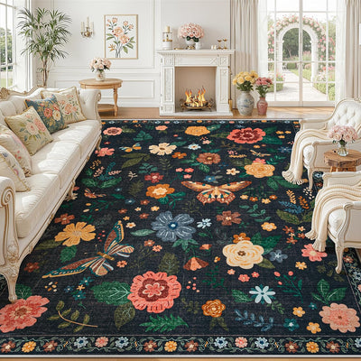 Alfombras 8x10ft para sala dormitorio suave antideslizante negro