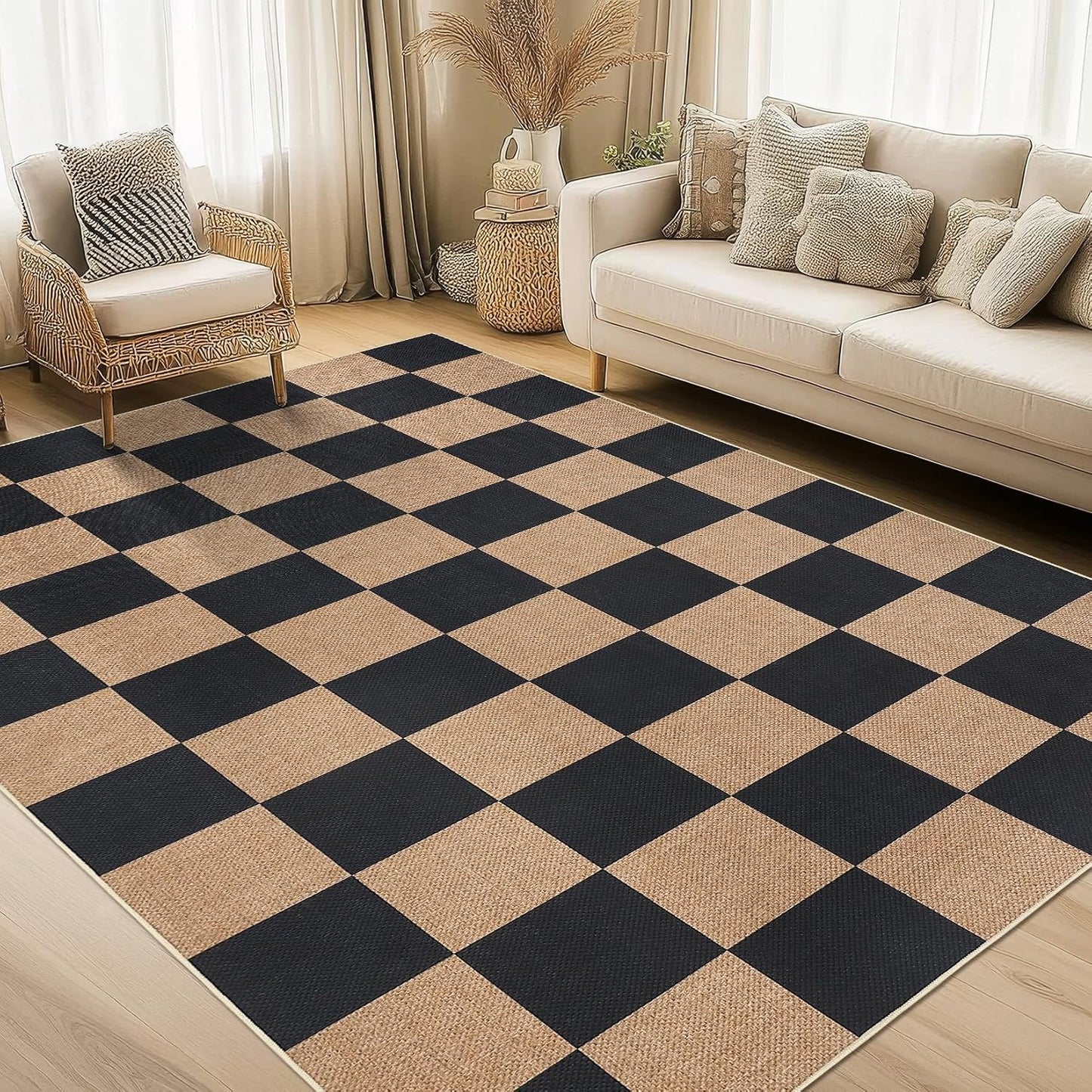 Alfombra lavable yute 6x9ft para sala dormitorio