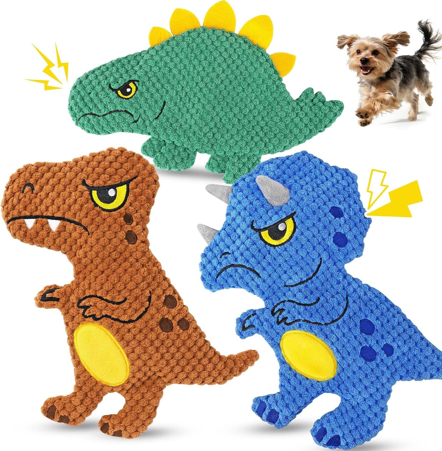 Juguetes chirriantes dinosaurio perros sin relleno set 3
