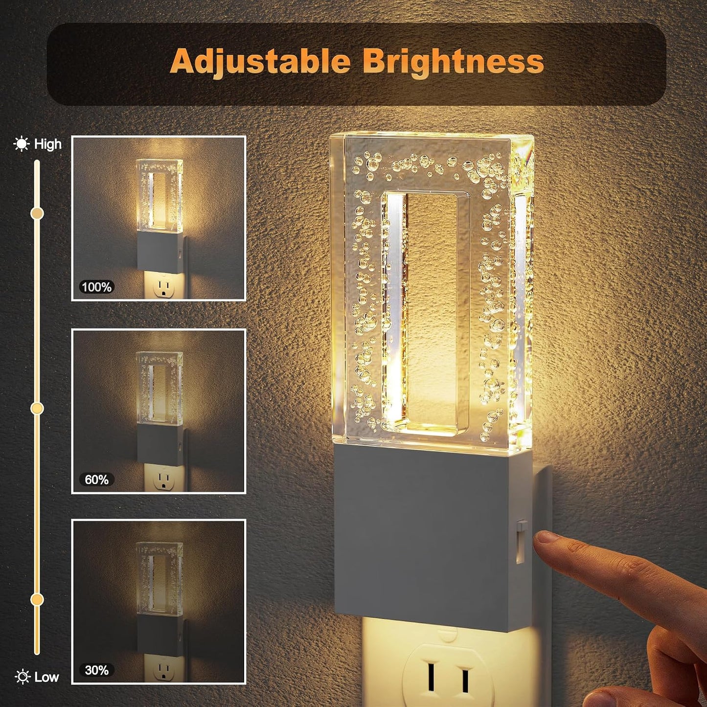 Luces nocturnas enchufables sensor atardecer LED blanco 3000K