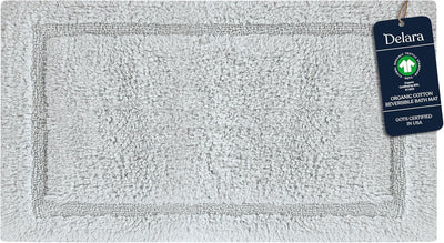 Alfombra baño reversible algodón orgánico 30x20pulg gris claro