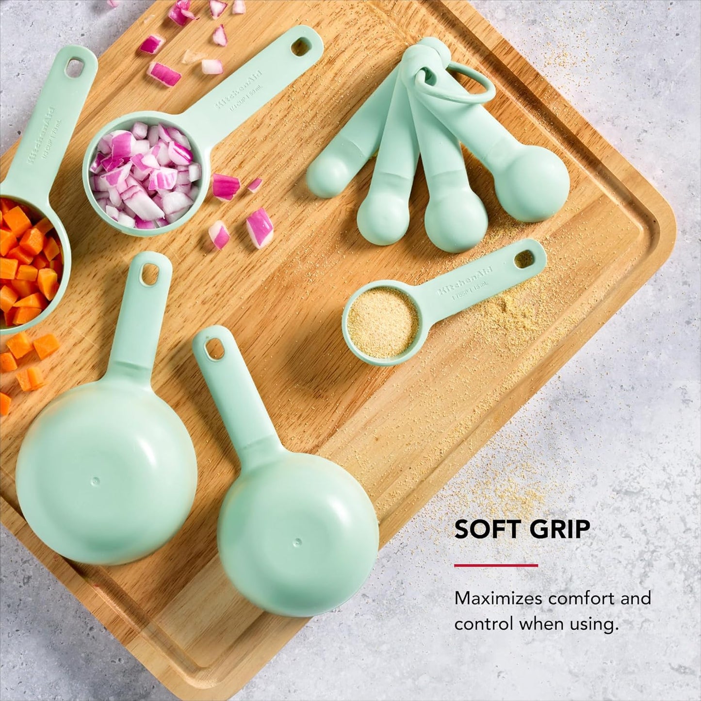 Juego de tazas y cucharas medidoras KitchenAid 9 piezas menta