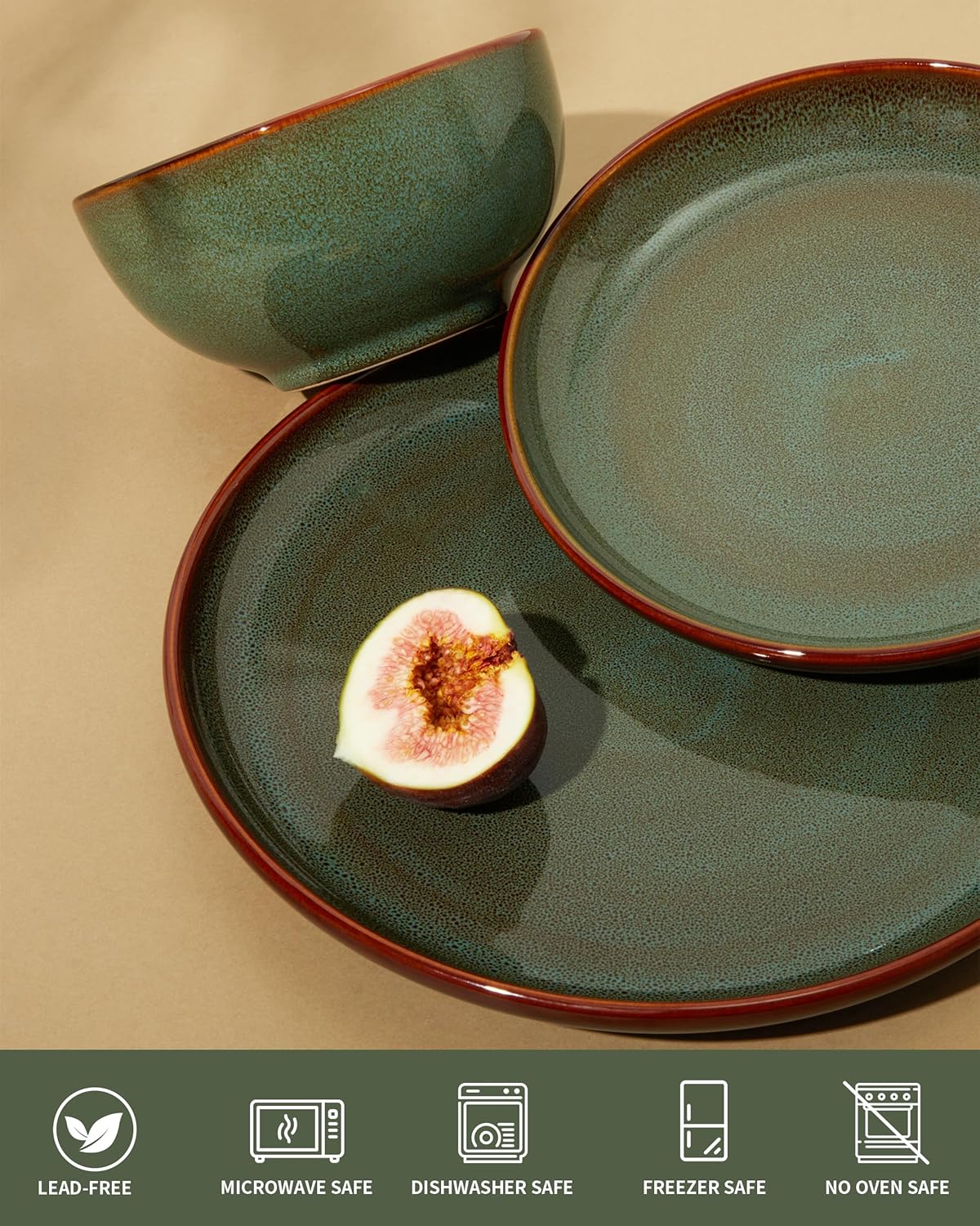 Set 24 Pzas Mesa de Pino con Cuencos de Pasta Verde