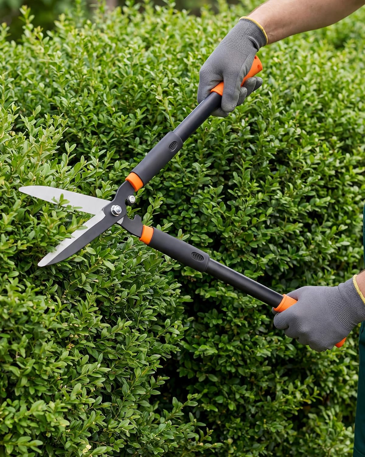 Tijeras jardín 31pulg mango ajustable hoja afilada negro/naranja