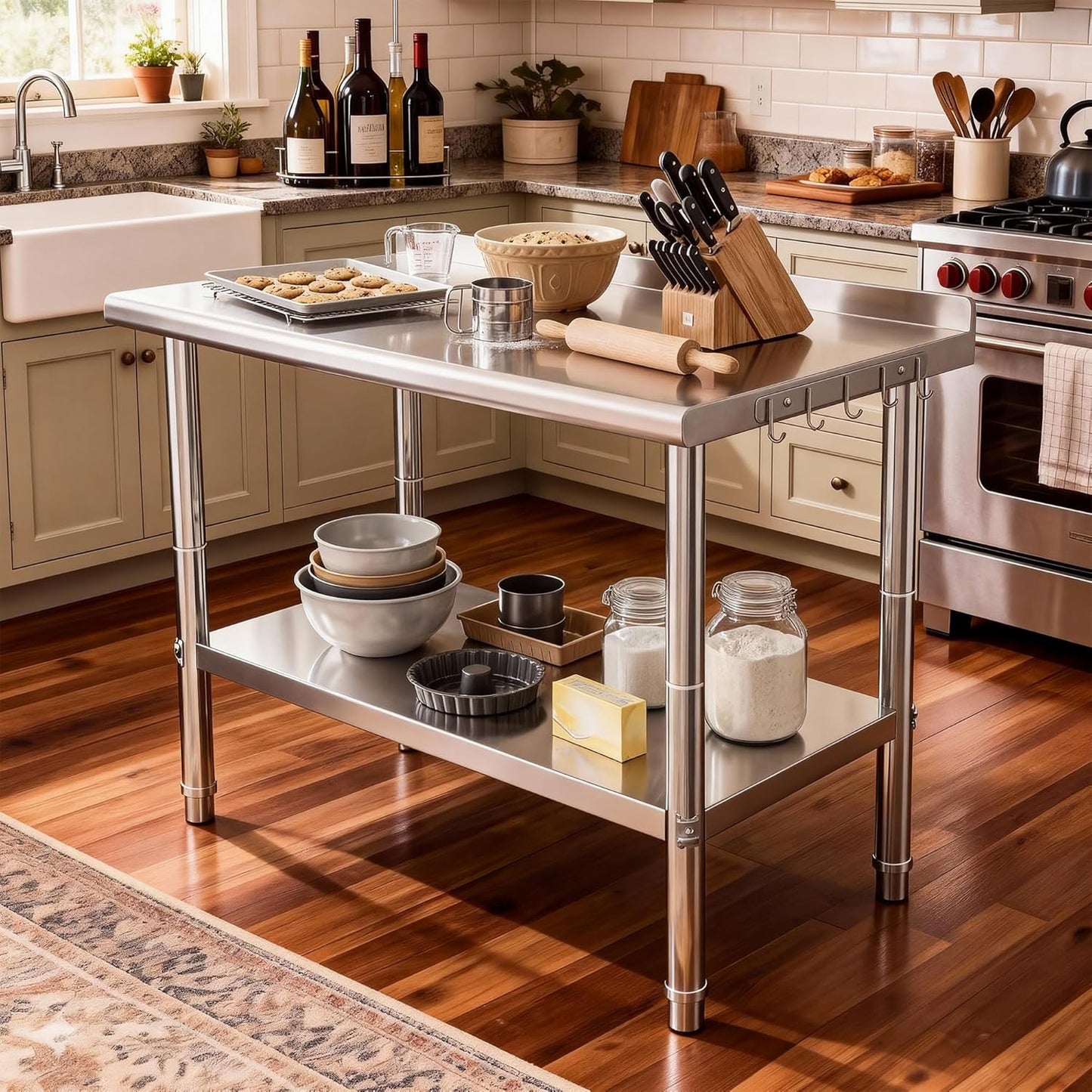Mesa acero inox 60x24pulg NSF protector salpicaduras cocina