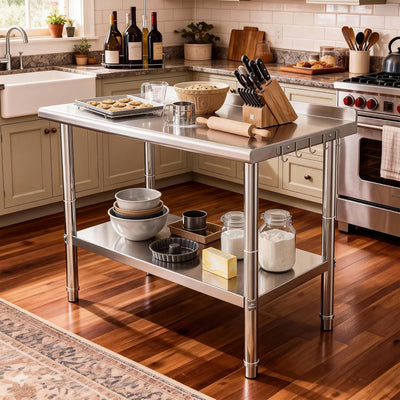 Mesa acero inox 60x24pulg NSF protector salpicaduras cocina