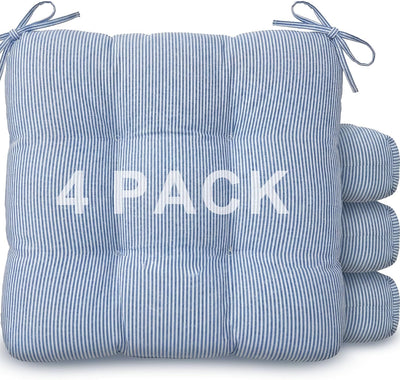 4 Pzas Cojines Silla con Lazos 16x15pulg Reversibles Hogar