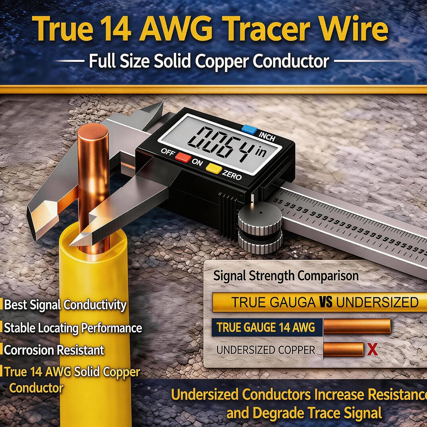 Cable trazador 14 AWG 100% cobre sólido resistente corrosión