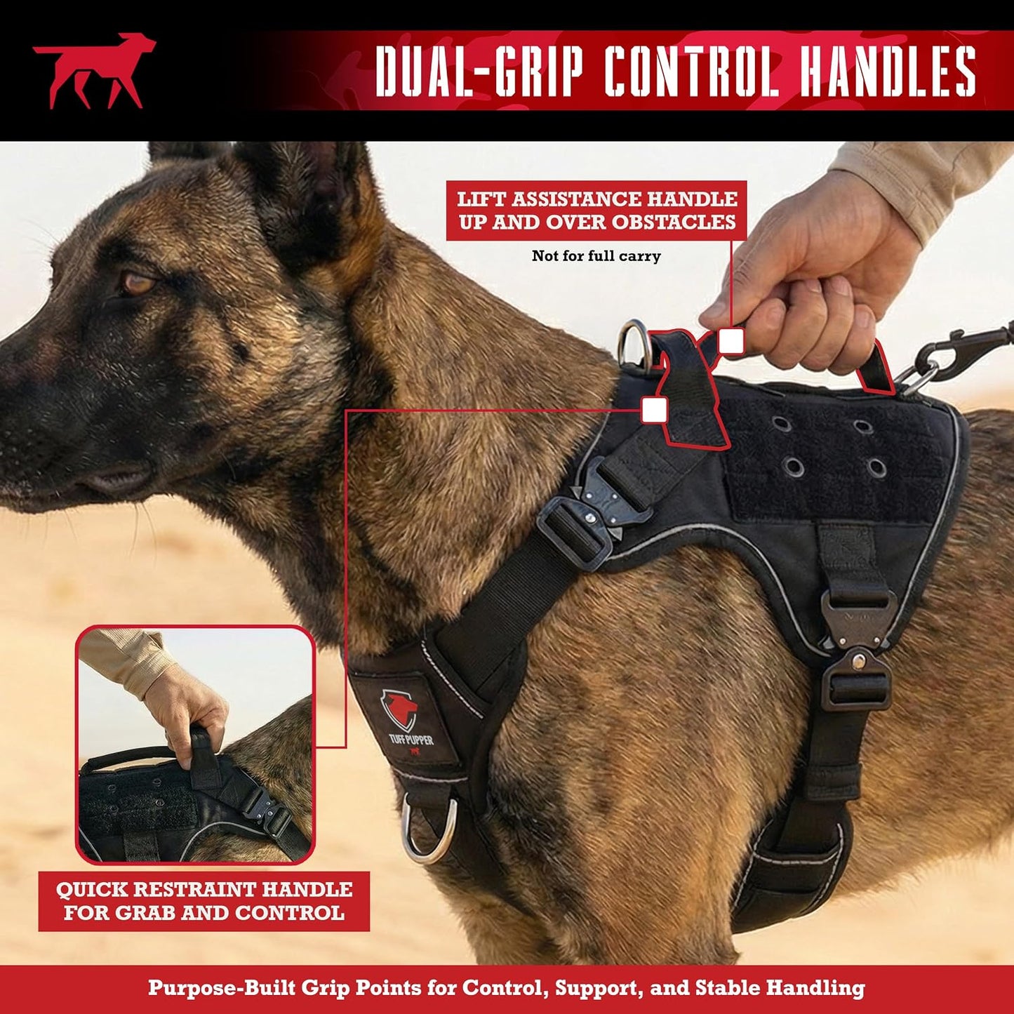 Arnés táctico perro asas D anillos hebillas cobra