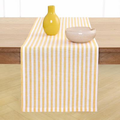 Camino Mesa Lino Rayas Amalfi Mostaza Blanco 14x90pulg