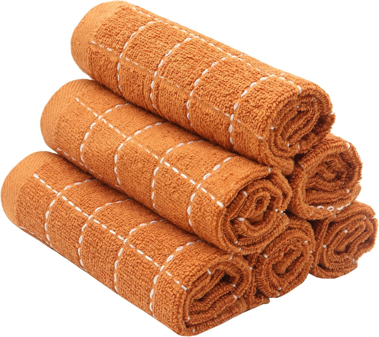 Set 6 Paños cocina algodón gofre absorbentes 12x12pulg naranja