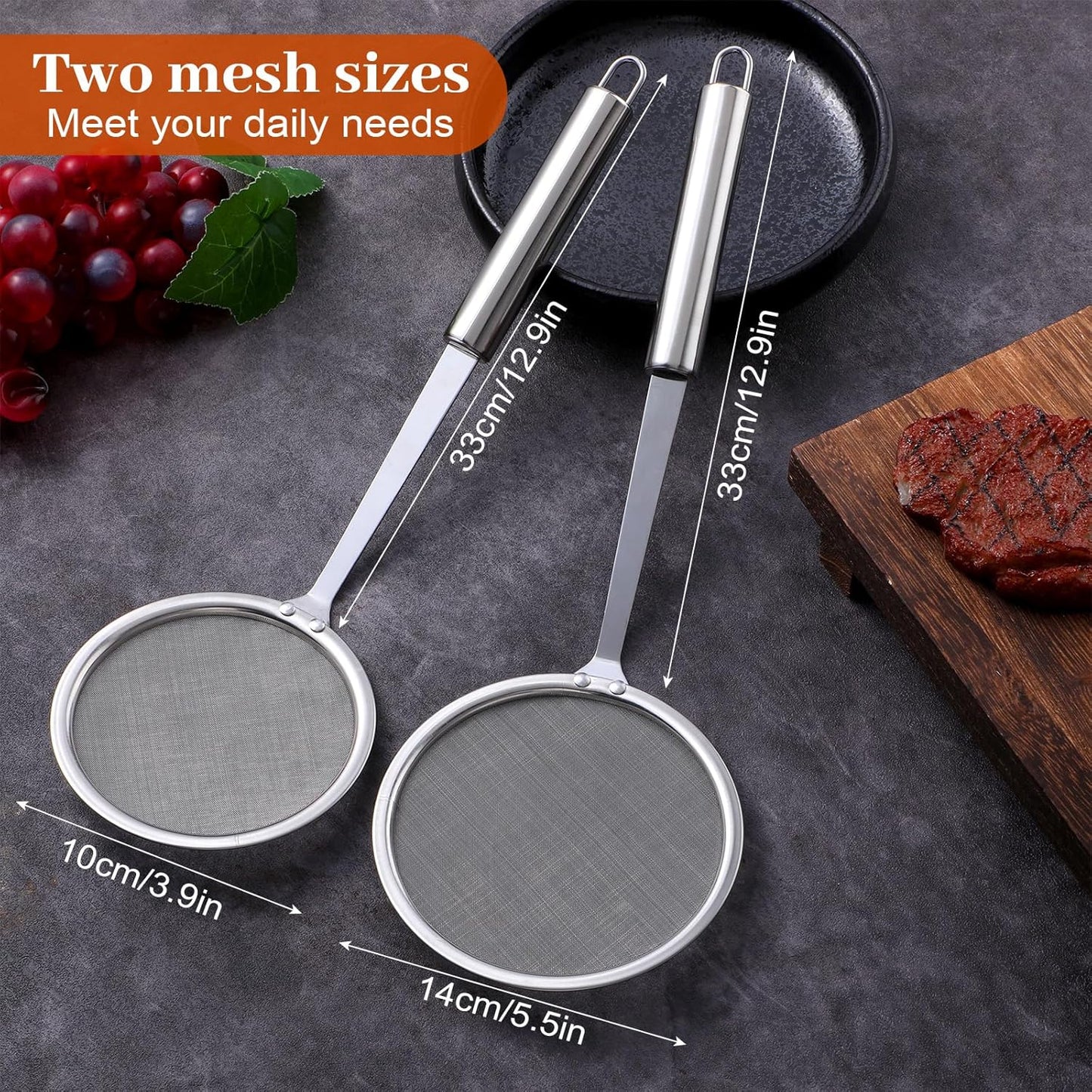 2 Cucharas Espumadera Grasa Acero Inox 3.9pulg