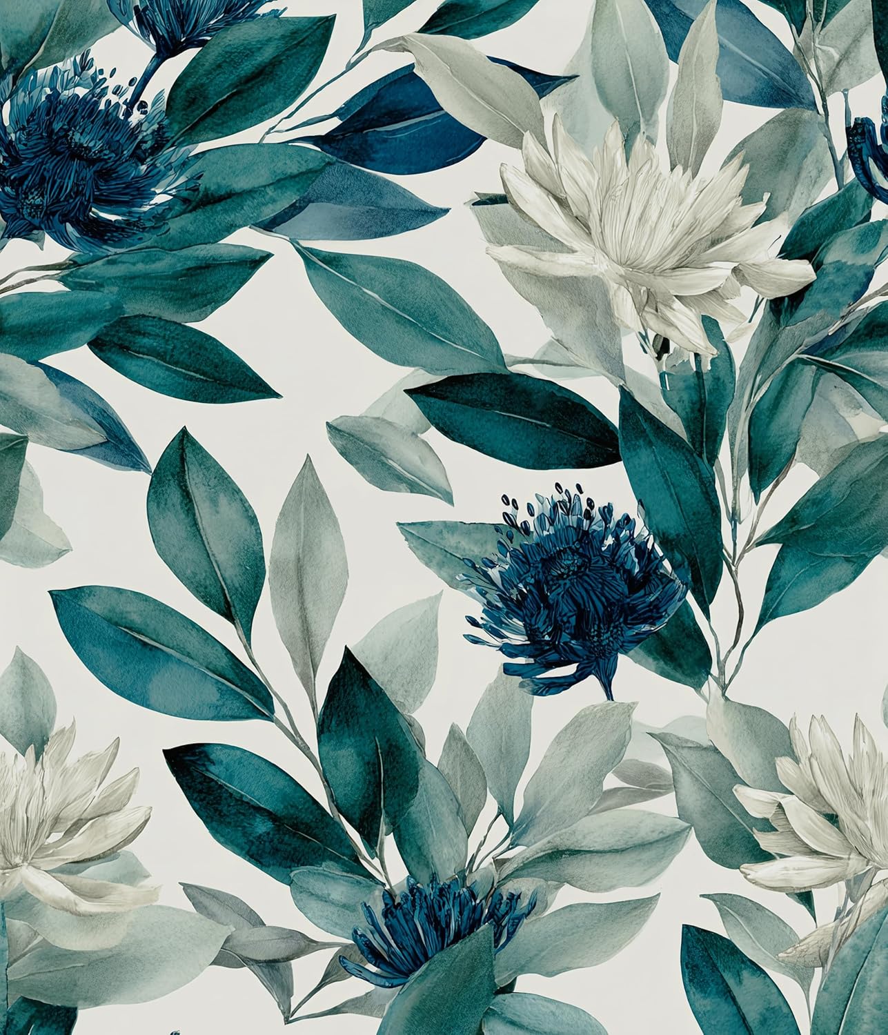 Papel tapiz floral verde oscuro autoadhesivo para dormitorio y sala