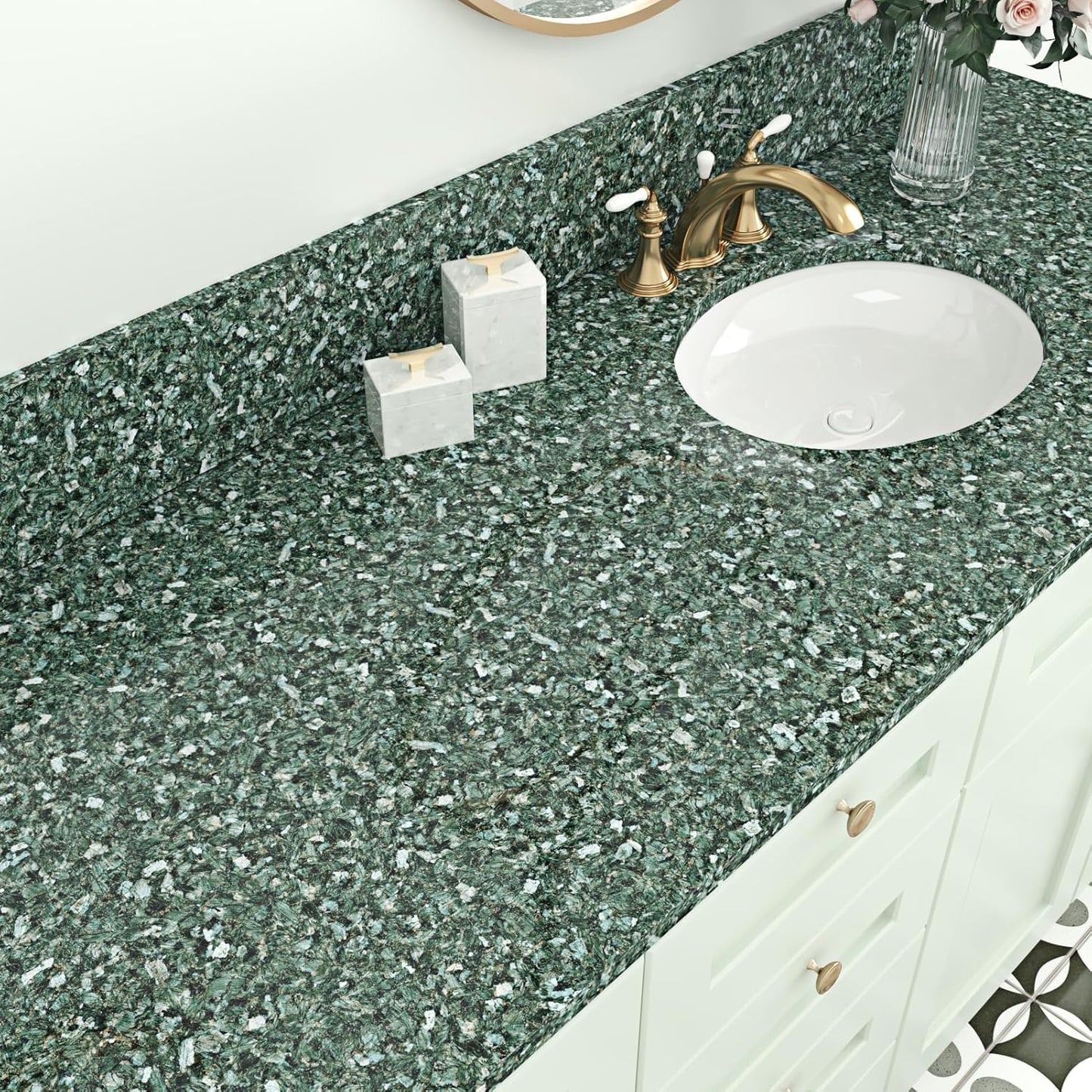 Papel tapiz granito verde impermeable para cocina