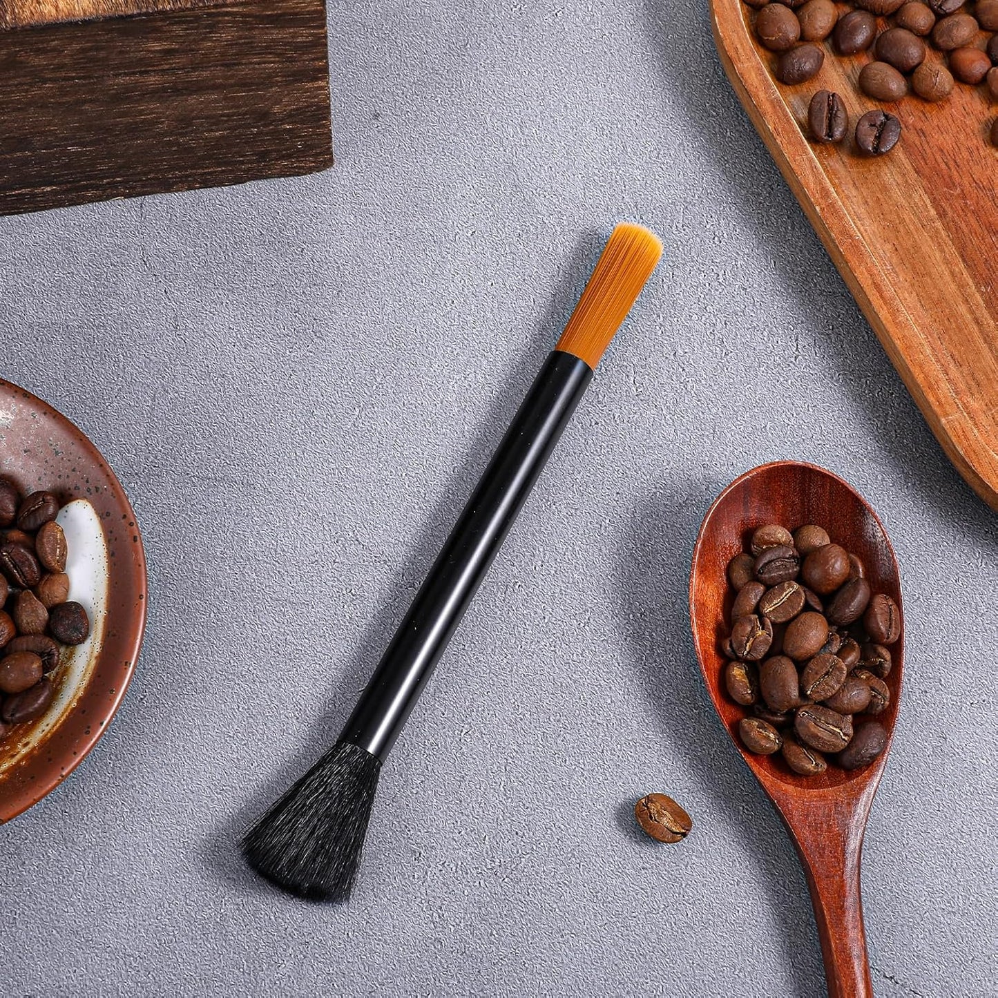 2 Cepillos Limpieza Molinillo Café Cerdas Naturales Mango Madera