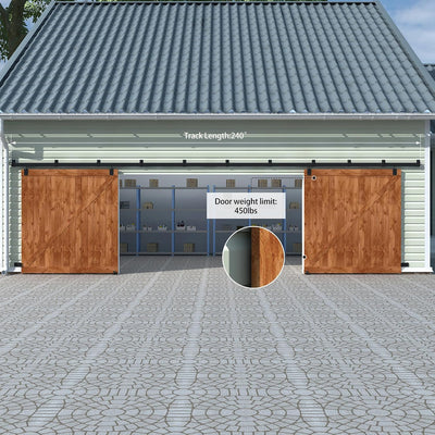 Kit herrajes puerta granero 20ft 2 puertas riel 11 soportes