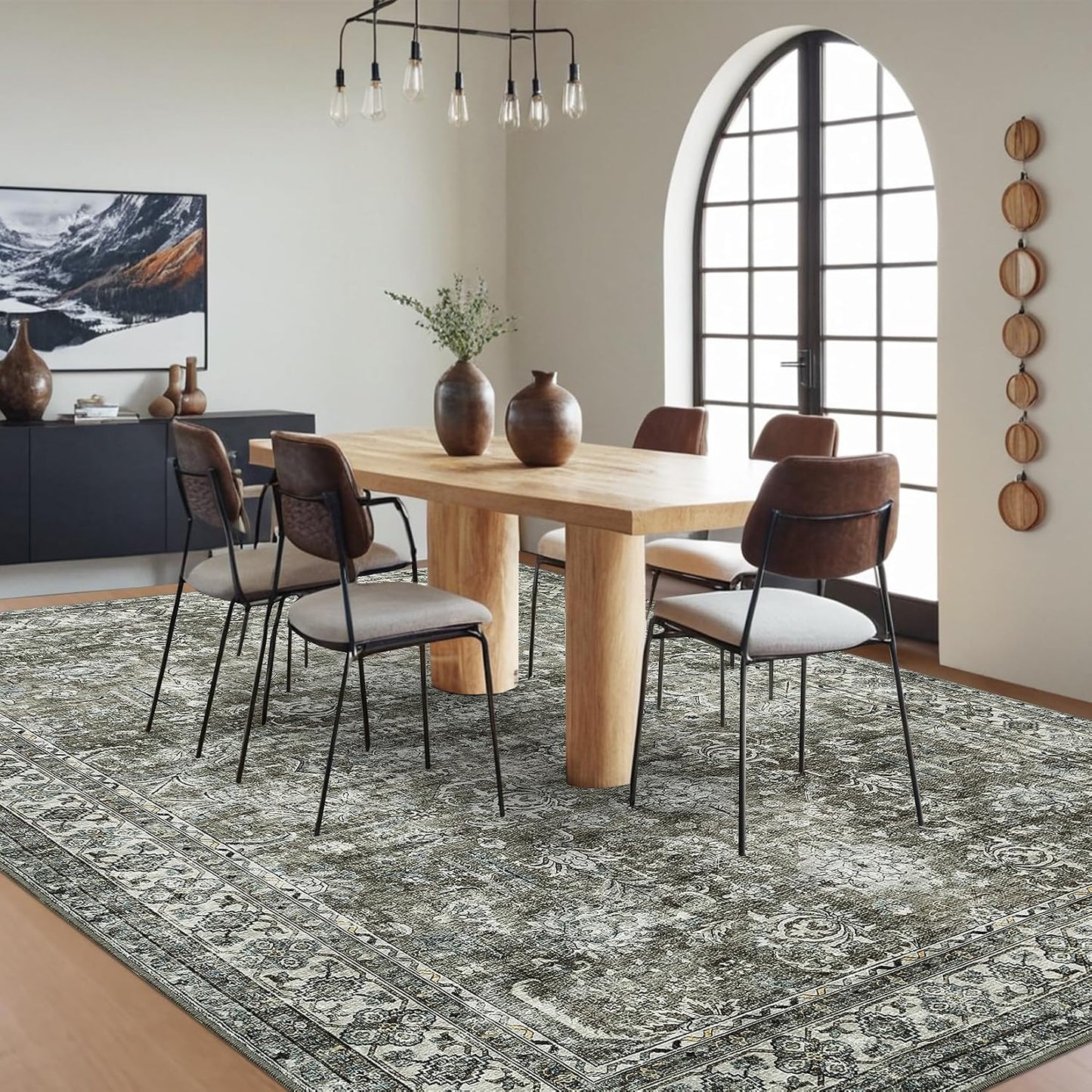 Alfombra comedor 10x13ft vintage lavable resistente manchas