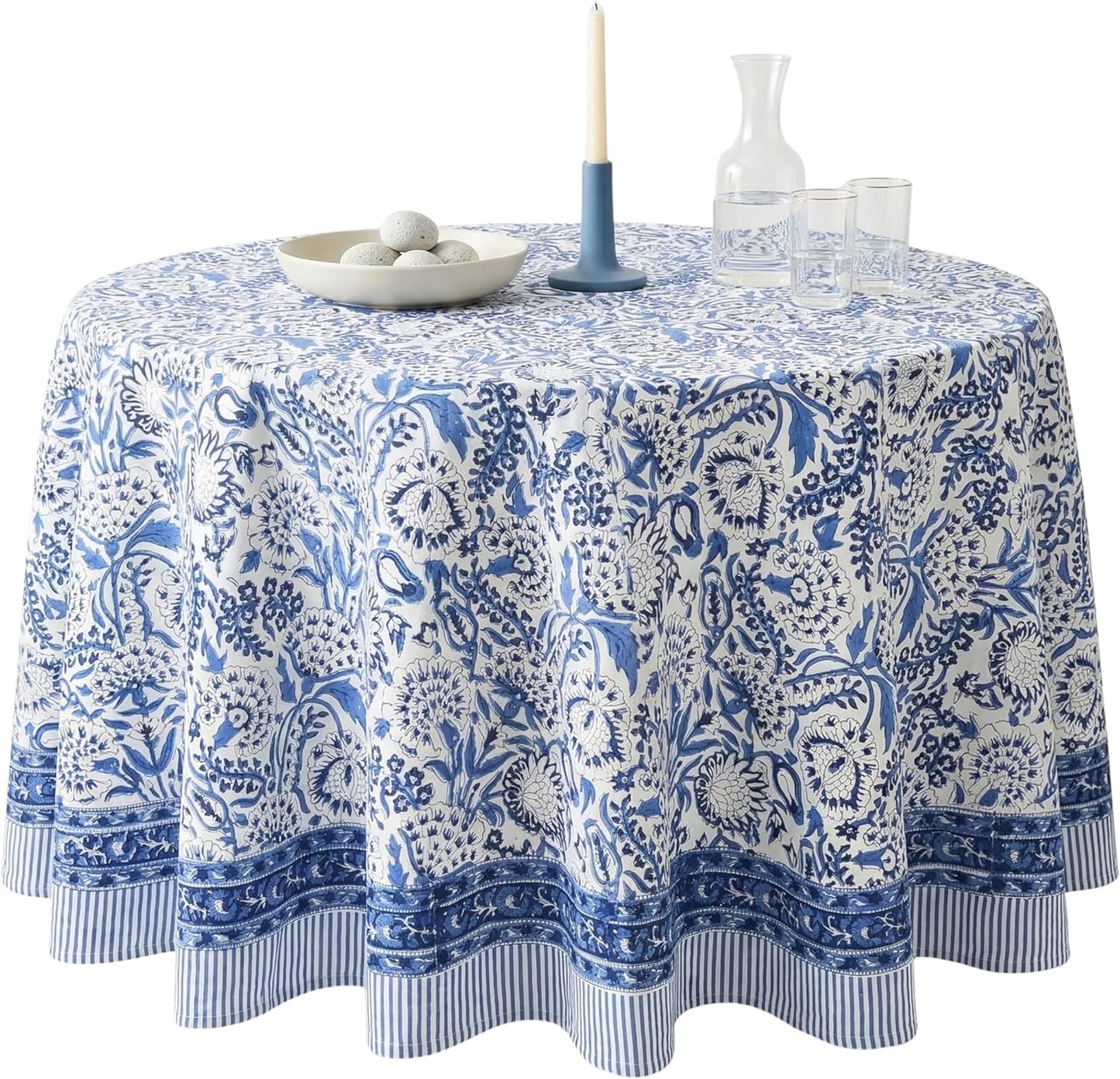 Mantel redondo bohemio algodón 90pulg para fiestas bodas
