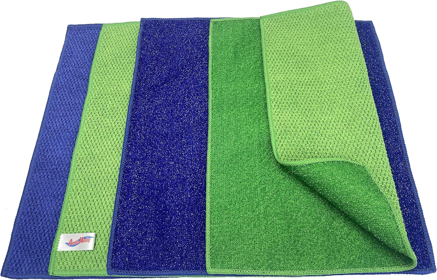 Paño microfibra antiarañazos 11.5x11.5pulg set 4 azul y verde