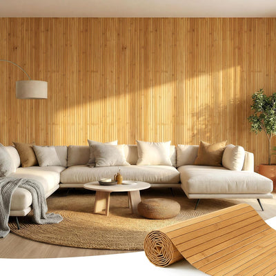 Panel pared bambú pegar 16x96pulg carbonizado