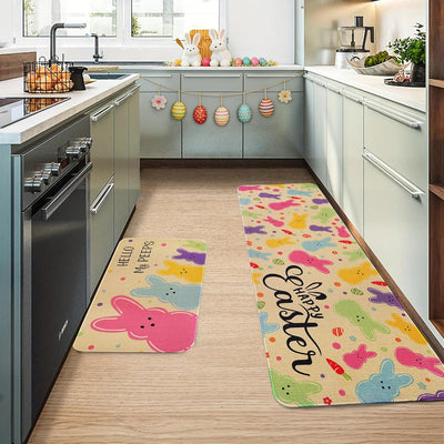 Juego de 2 alfombras de cocina de Pascua antideslizantes para el piso