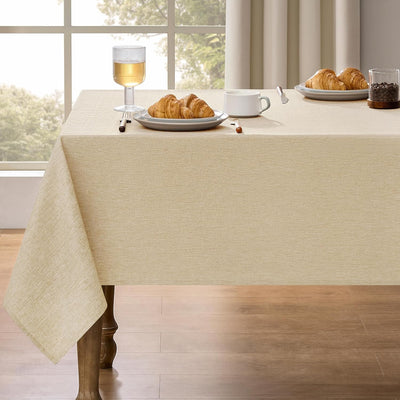 Mantel de lino sintético para comedor 52x70 pulgadas beige