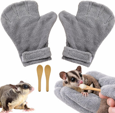 Accesorios jaula Sugar Glider 2 guantes suave 2 cucharas