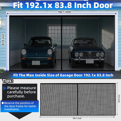 Pantalla puerta garaje 2 coches 192x83pulg malla fibra vidrio