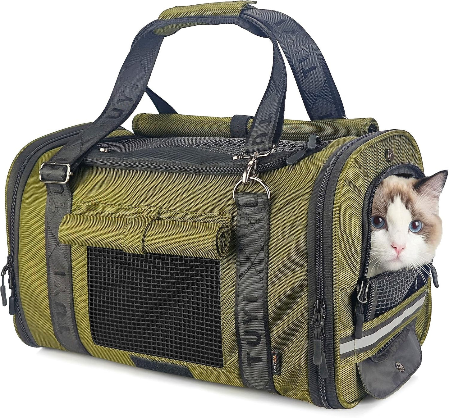 Transportador gatos suaves solapas privacidad aprobado aerolíneas