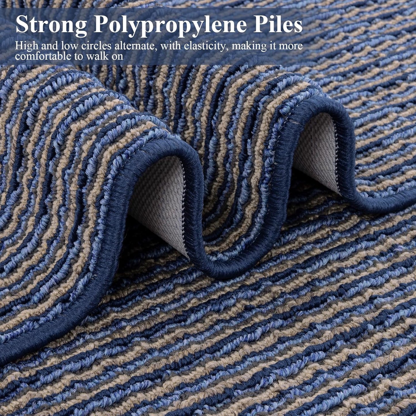 Set 2 Alfombras Cocina Antiderrap Absorbentes Multicolor Azul