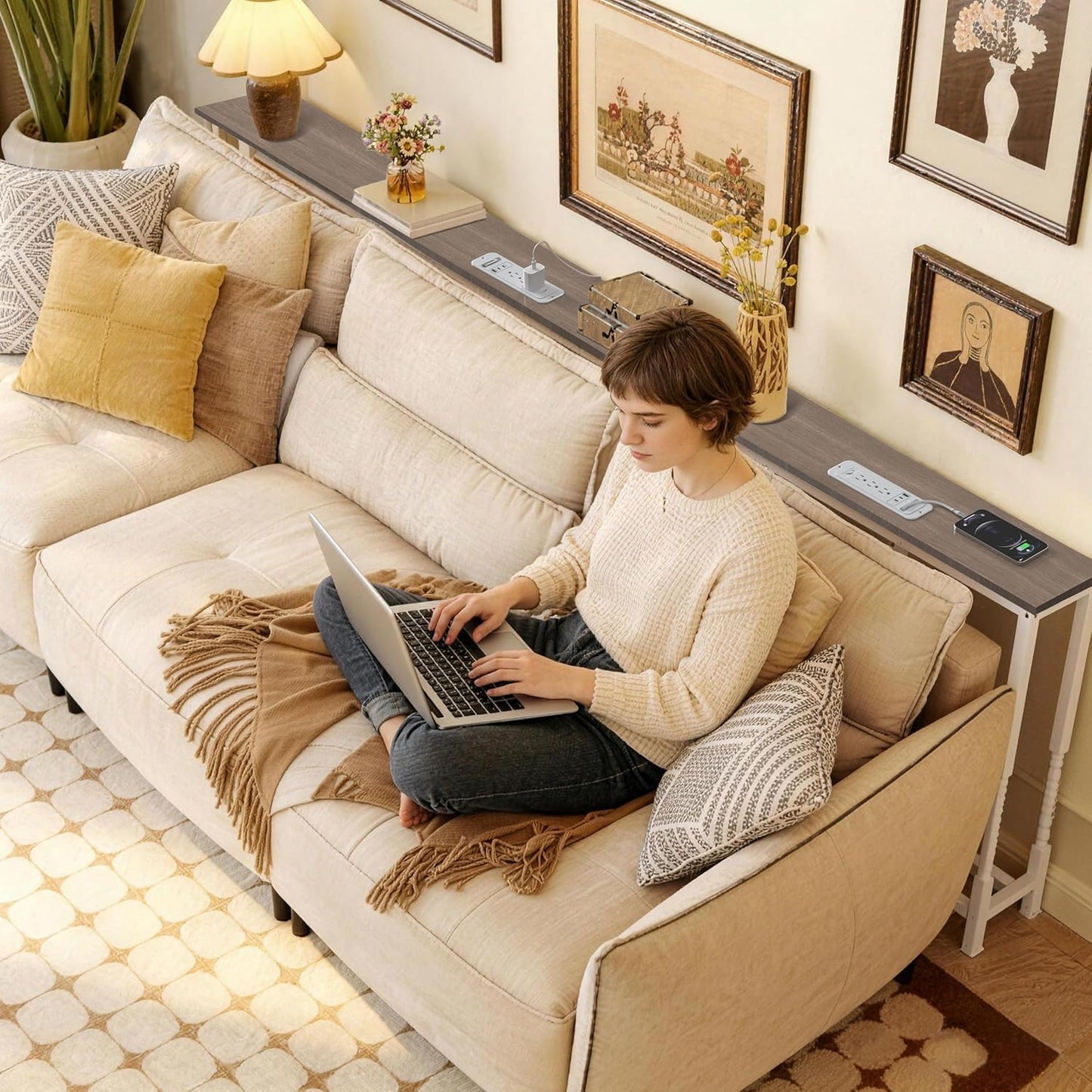 Regleta USB C retráctil 2 PD 20 W mesa auxiliar