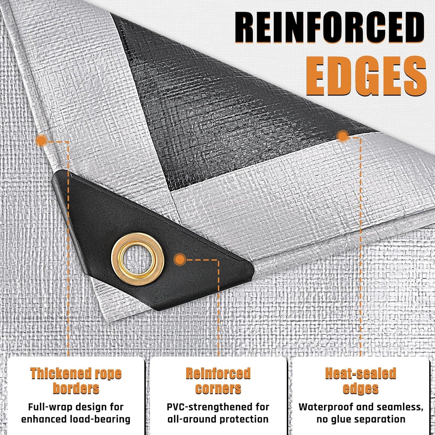Lona impermeable 8x20ft polietileno UV resistente bordes reforzados