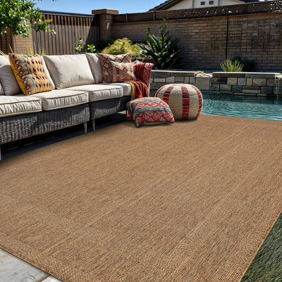 Alfombra lisa yute 5x7ft para patio y porche color natural