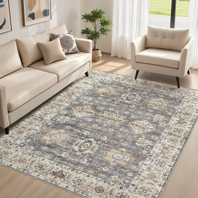 Alfombra lavable 6x9ft patrón vintage antideslizante