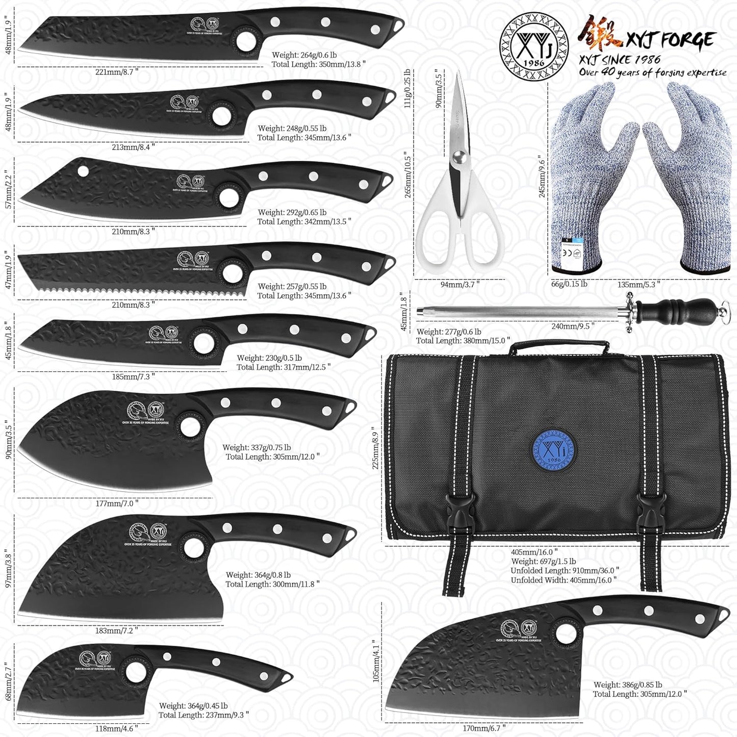 Set Cuchillos Chef Acero Alto Carbono con Bolsa