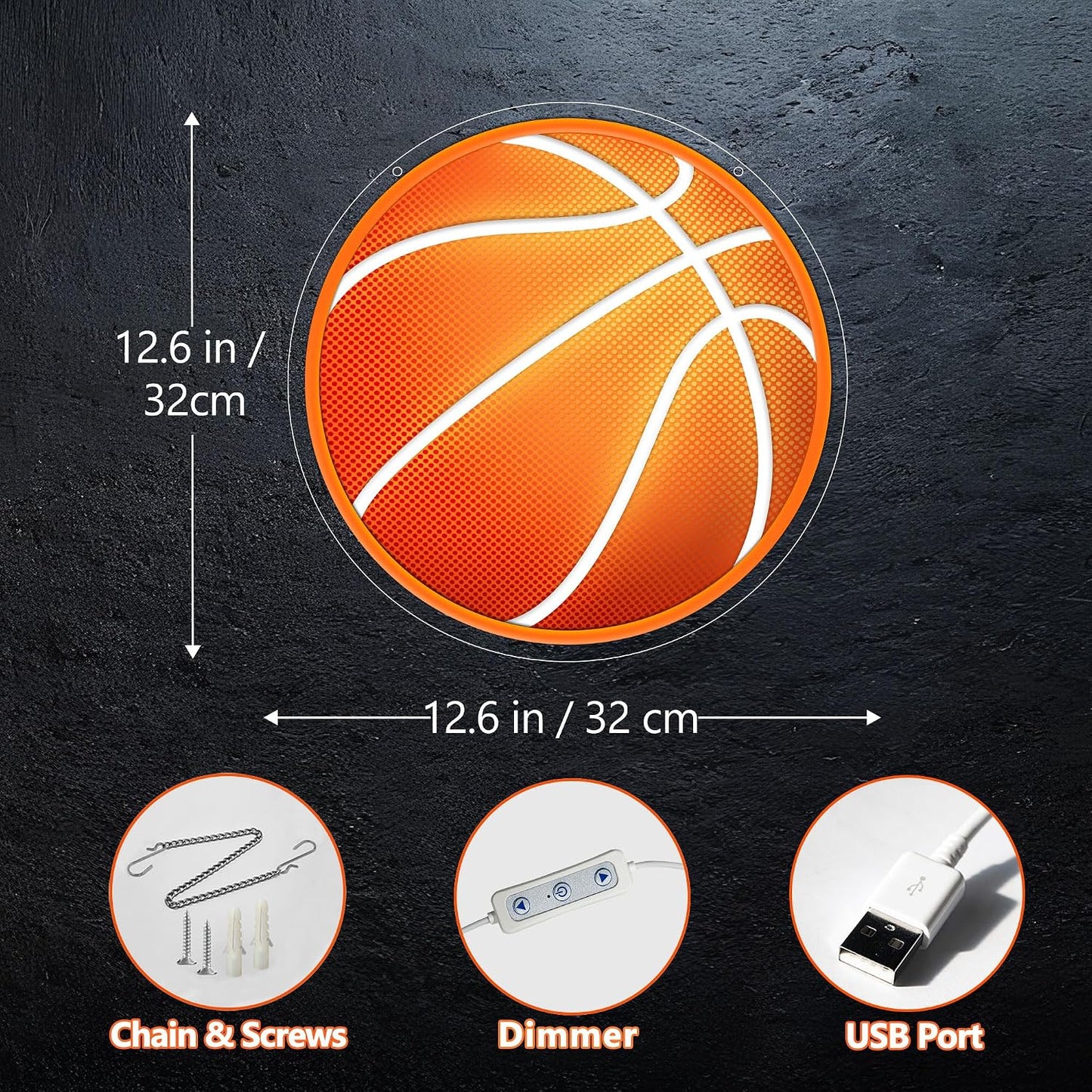 Letrero Neón Baloncesto LED Regulable para Dormitorio