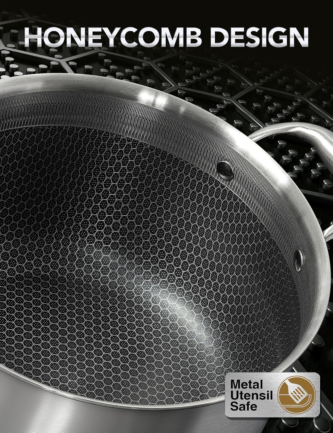 Olla Acero Inox 3 Capas 8qt Con Tapa y Sartén Profunda