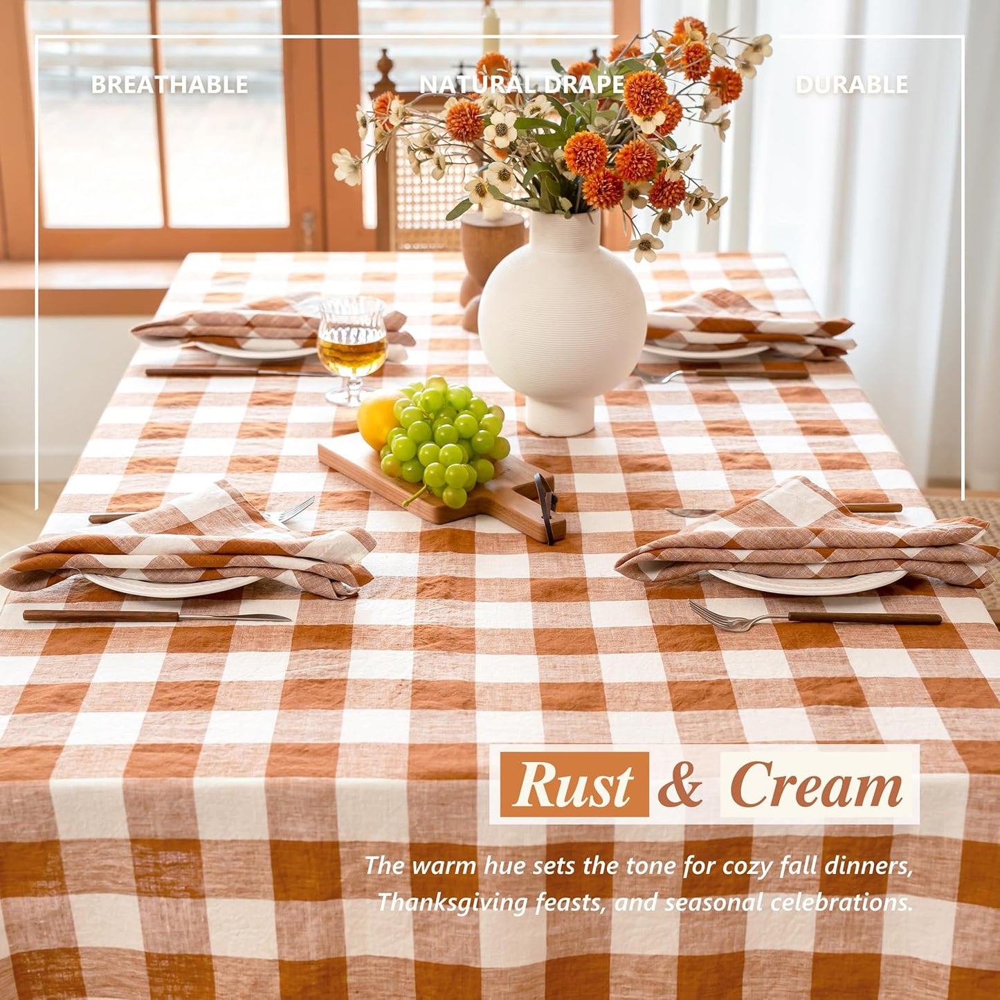 Set 5 Servilletas y Manteles Gingham 120x60pulg