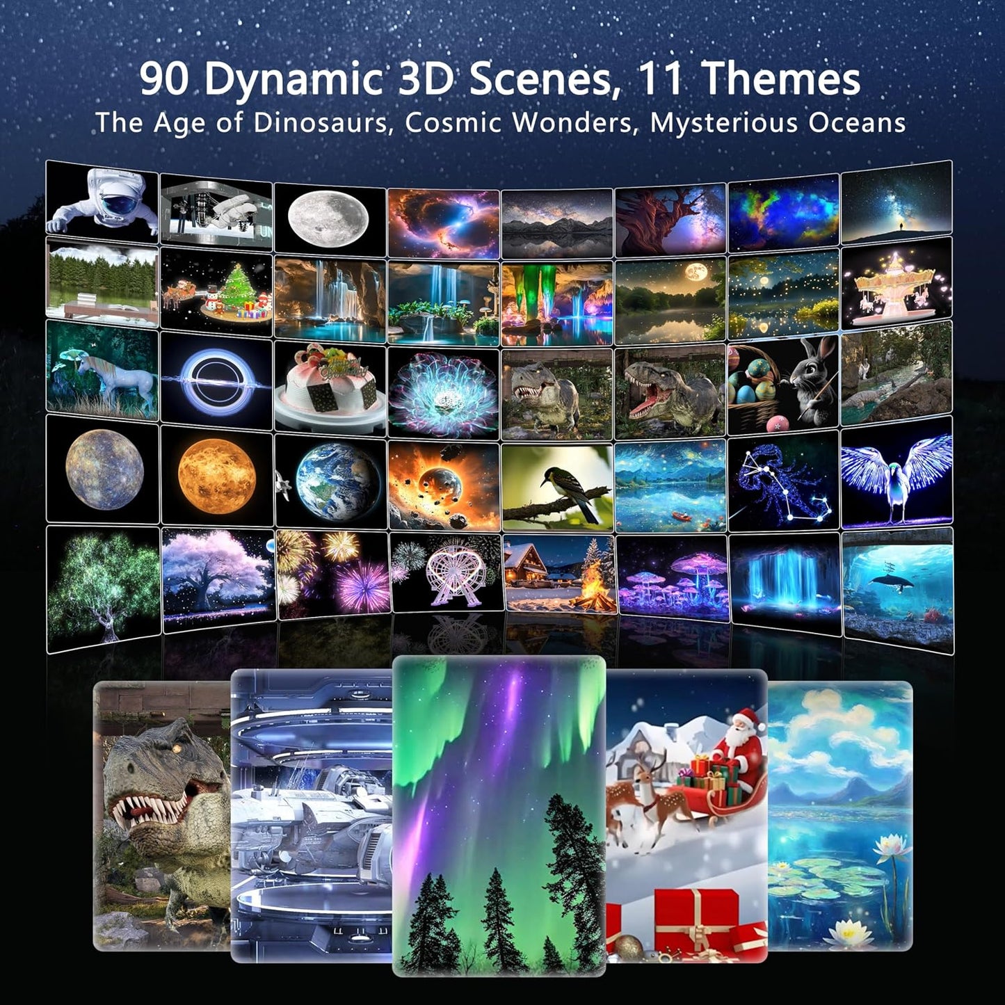 Proyector 3D de galaxia con 90 escenas, luz nocturna y Bluetooth
