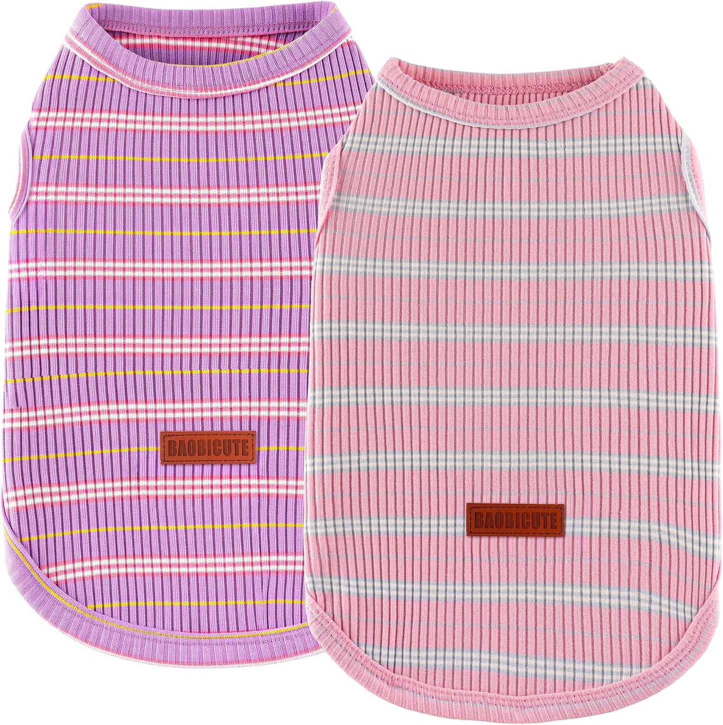 2 Camisas Algodón Rayas Chaleco Elástico Perros Gatos Transpirable