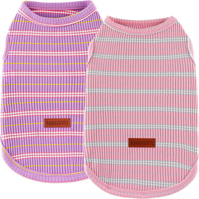 2 Camisas Algodón Rayas Chaleco Elástico Perros Gatos Transpirable