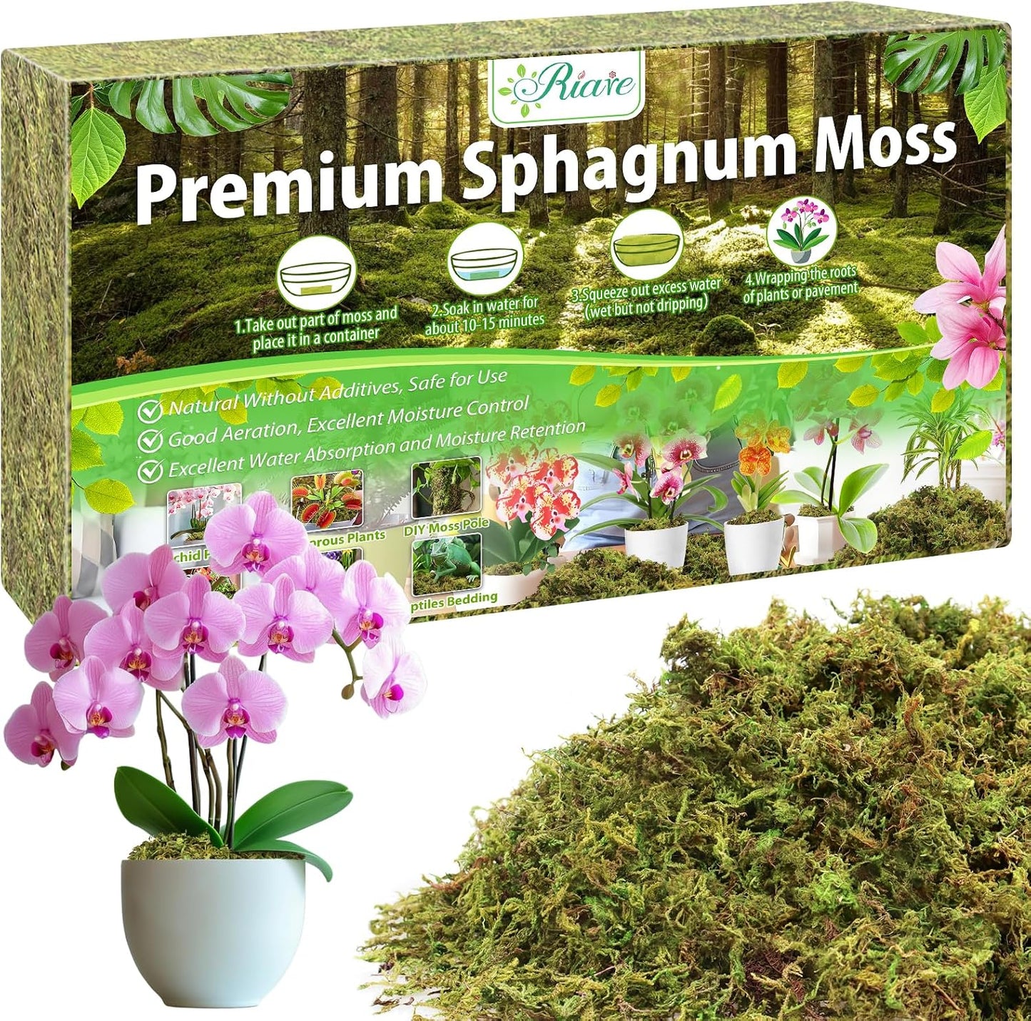 Musgo esfagnum 7oz para plantas en maceta 10qt