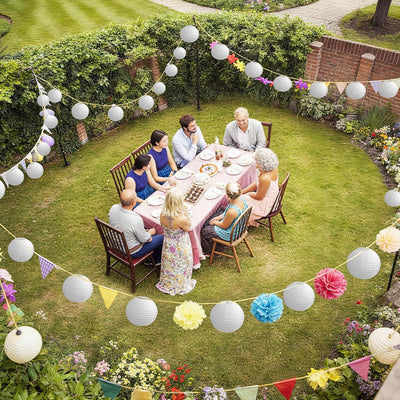 12 Faroles Seda Blanca 8pulg Exteriores Decorativos Bodas Fiestas