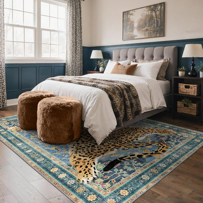 Alfombra leopardo 6x9ft lavable antideslizante sala