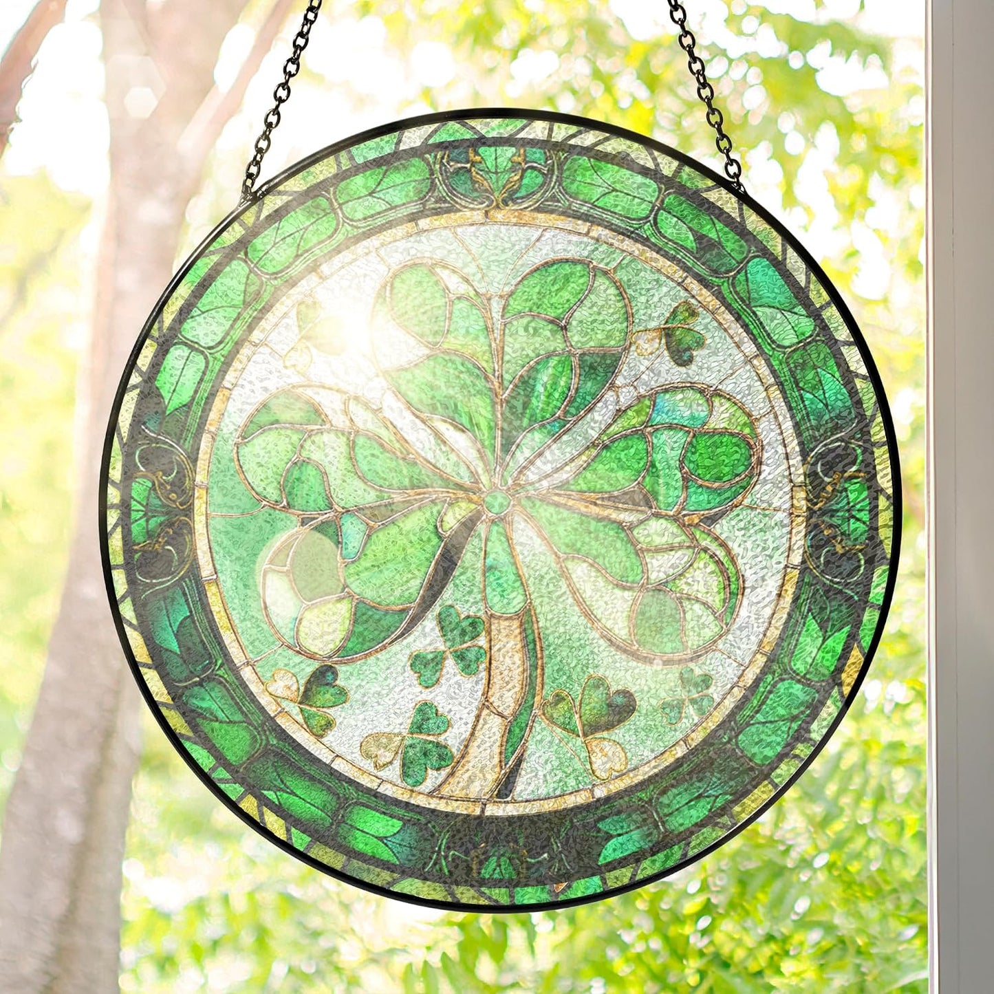 Decoración vitral 8pulg colgante atrapasol Navidad