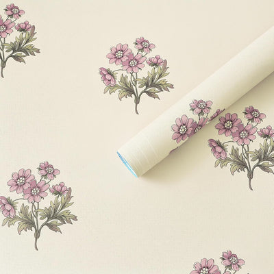 Papel tapiz vintage floral beige autoadhesivo impermeable
